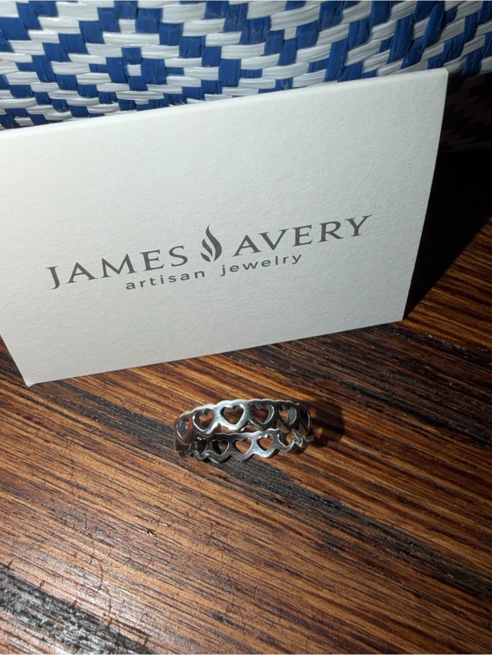 James Avery Silver Open Heart Link Ring